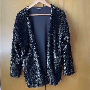 Express gold sequenced black cardigan